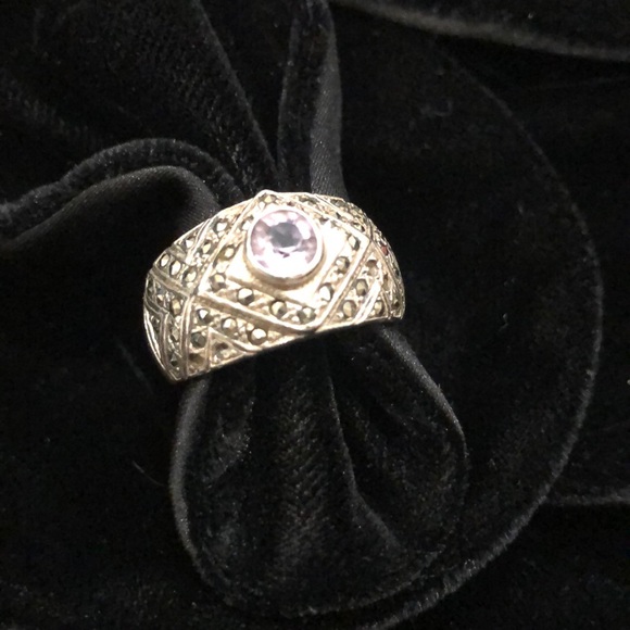 925 sterling silver and marcasite ring - Picture 1 of 4